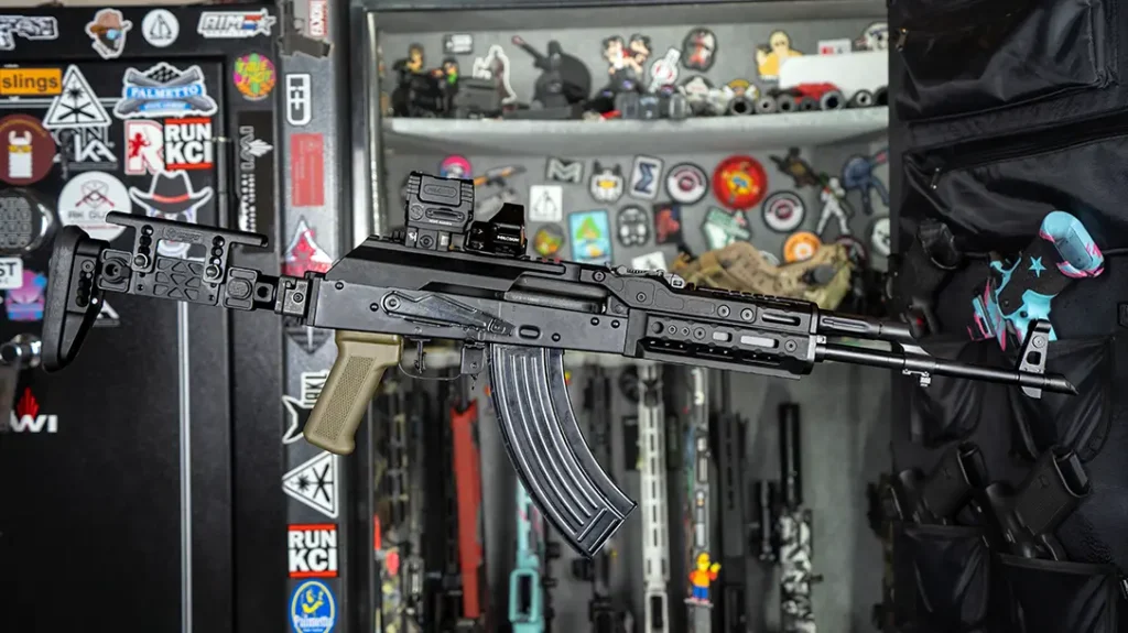 Midwest Industries AK upgrades on a rifle. 