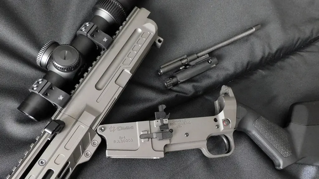 Exploded view of Dissent Br4 rifle. 