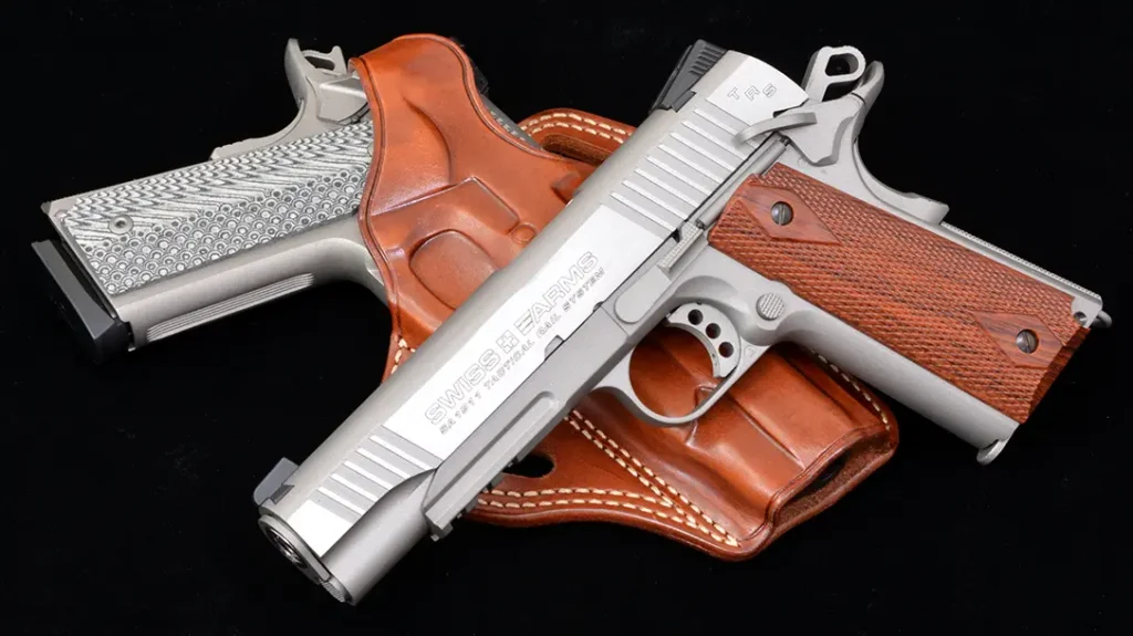 Colt Rail Guns: Realism also applies to how well the Swiss Arms models fit into holsters designed for 1911 Rail Guns.