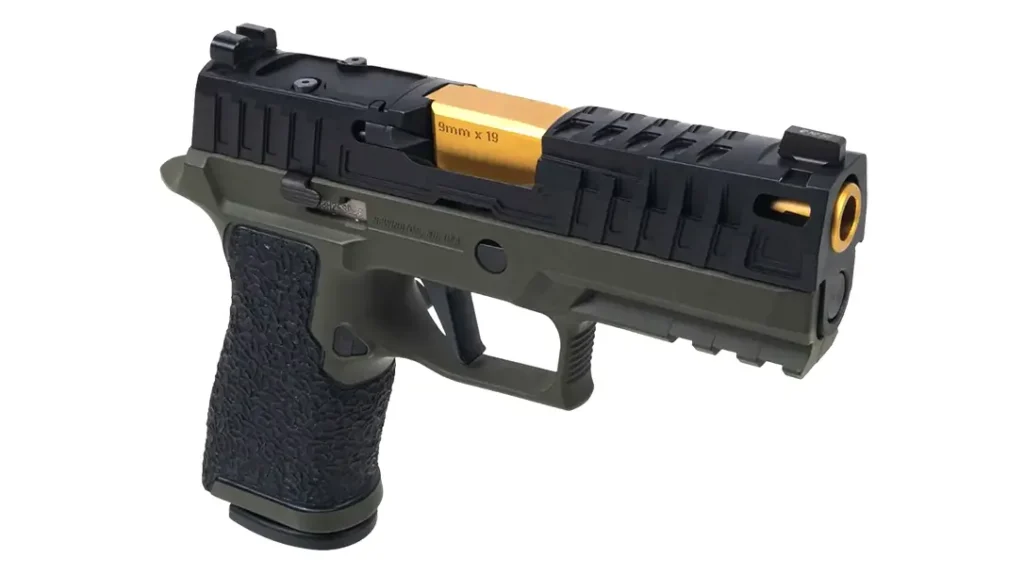 The Slide Milling Package features deep, multi-tiered front and rear cocking serrations.