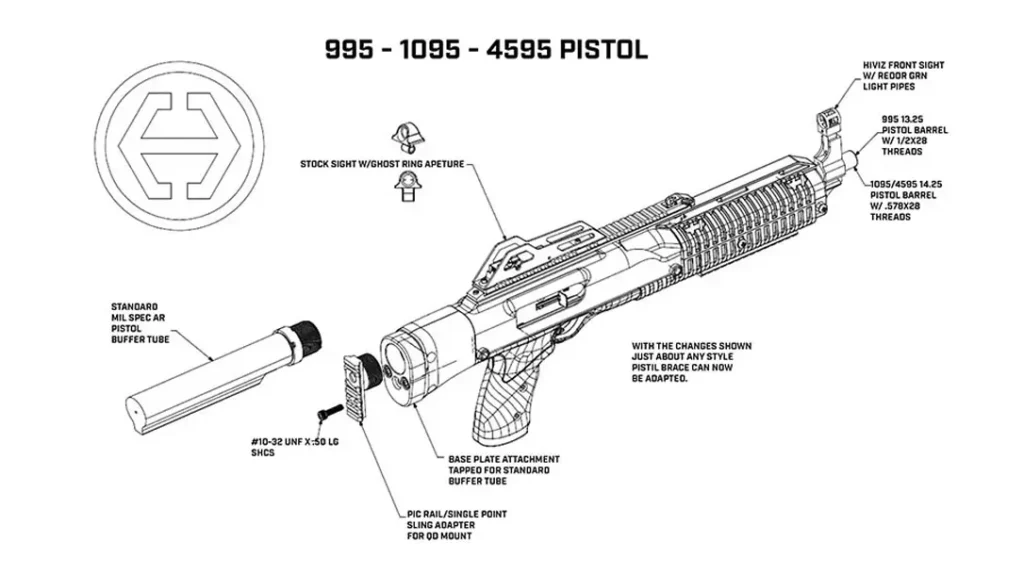 A buffer tube can be added for a pistol brace or stock.
