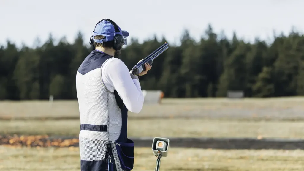 On the line for shooting trap.