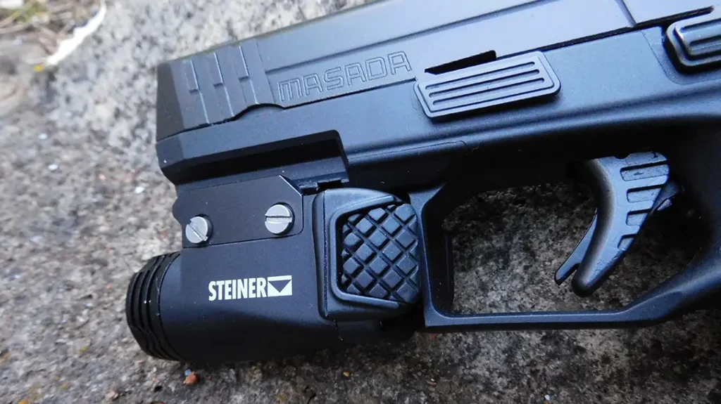 The light has ambidextrous buttons on the rear for easy operation.