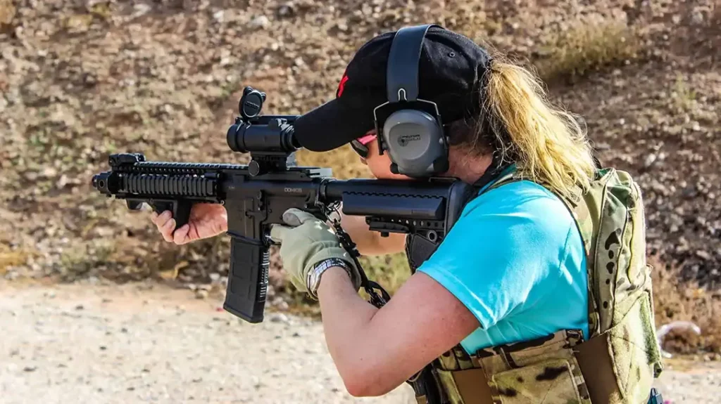 The buttstock should ride high in the shoulder pocket. 