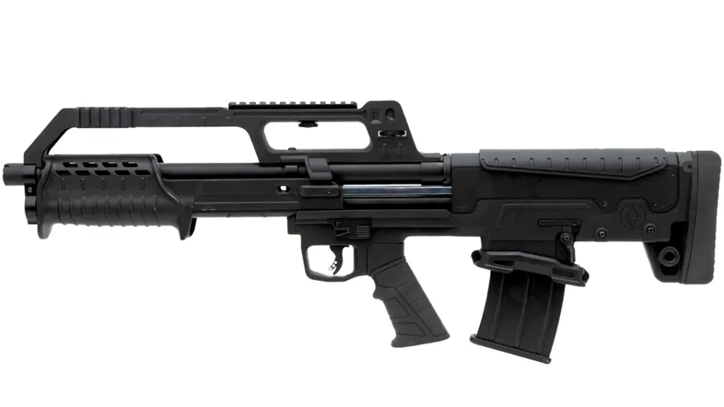 The box magazine holds 5 rounds. 