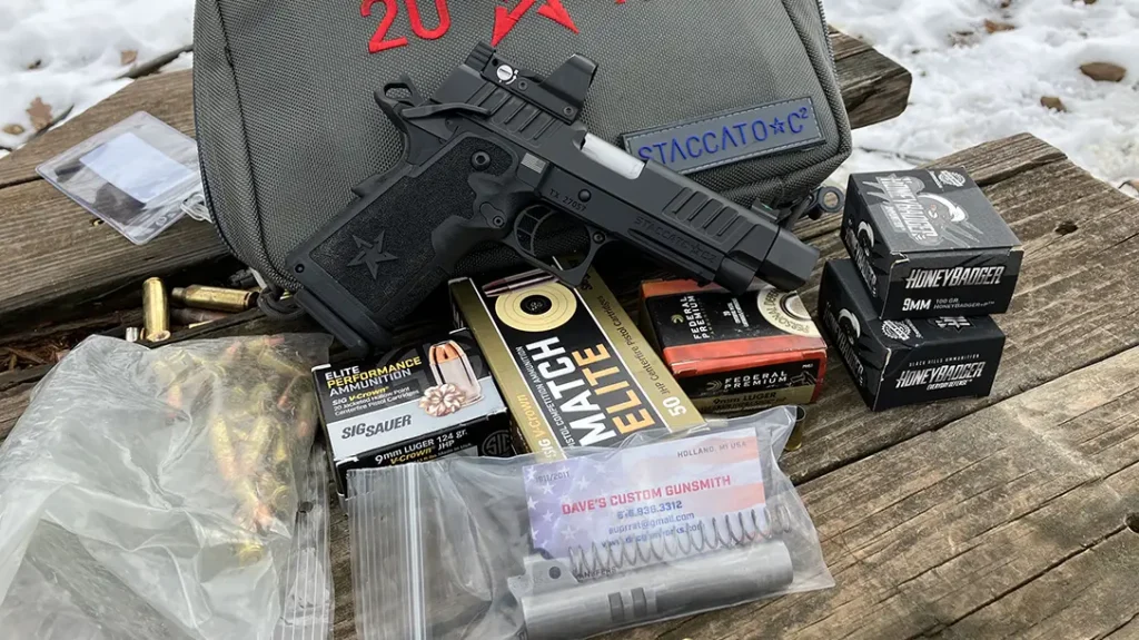 The Staccato C2 with DSC Gunworks Comp barrel was evaluated with multiple types of ammunition.