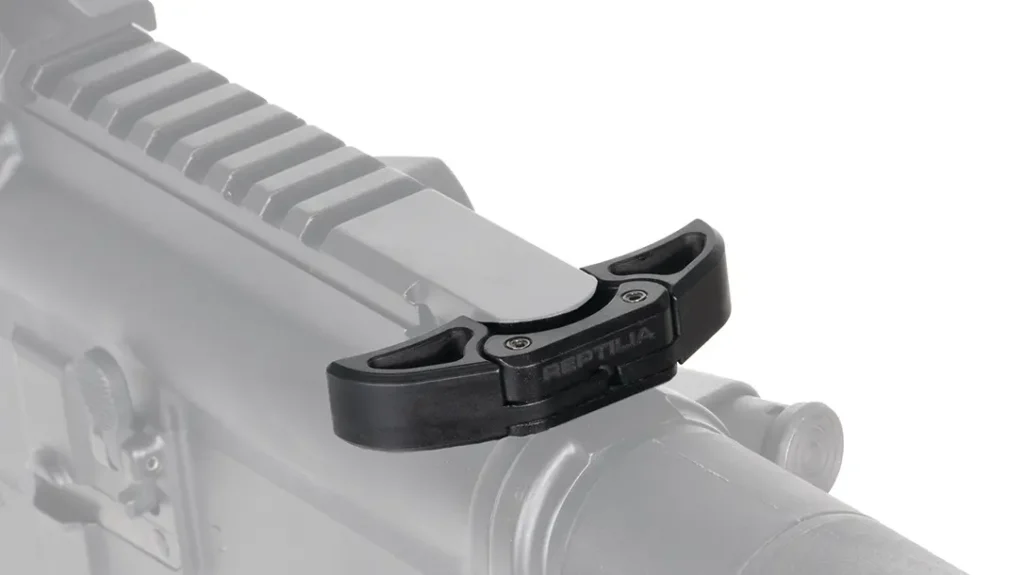 Puller AR15 Charging Handle in anodized black.