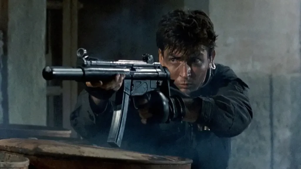Charlie Sheen shooting an HKMP5 in "Navy SEALs."