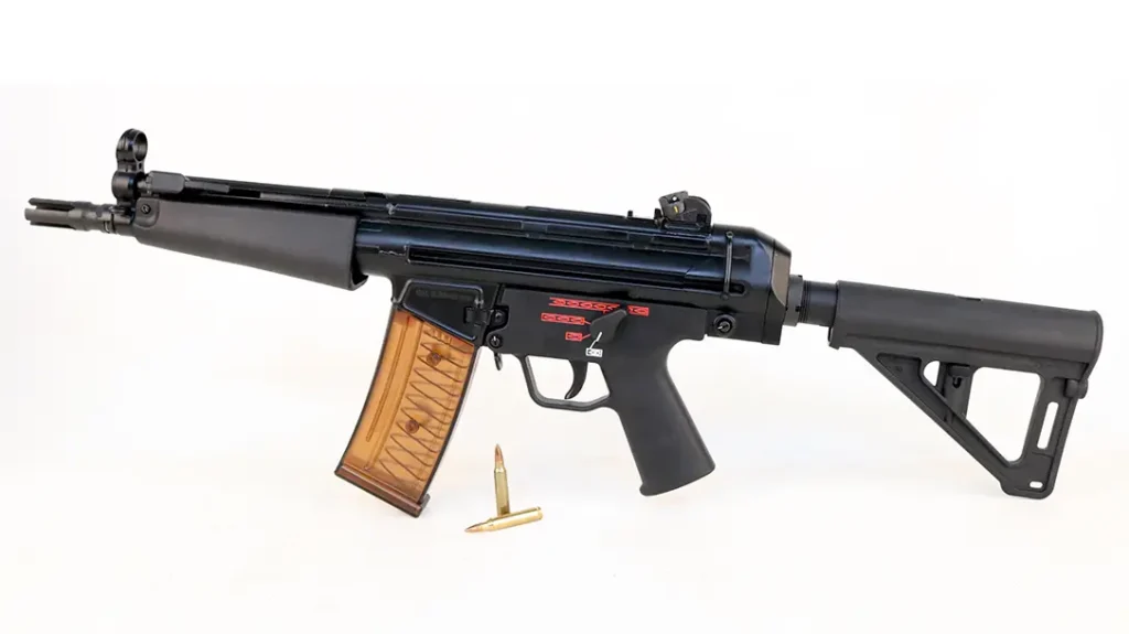 A pistol stabilizing brace attached to the AP53.