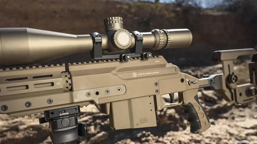 A beefy magazine feeds the action of the sniper system. 