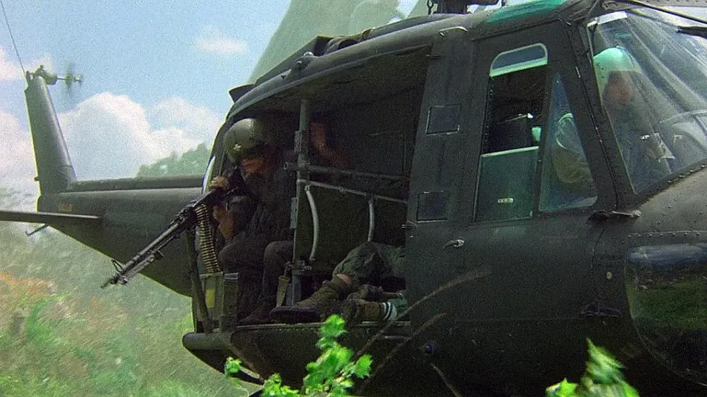 Dale Dye acting as a door gunner in "Platoon."
