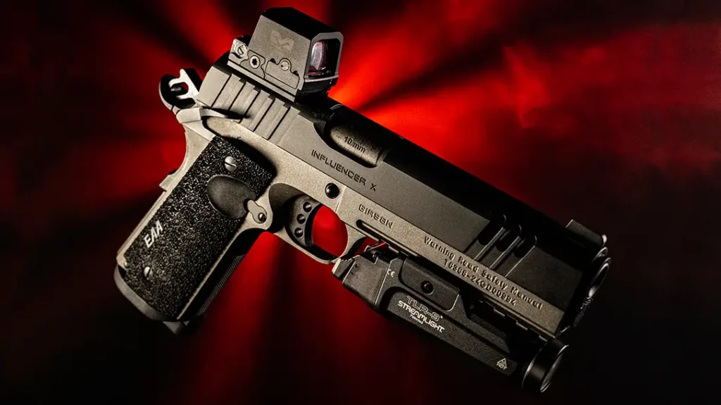 The author mounted a Meprolight MPO PRO-s optic on the Influencer X, along with a Streamlight TLR9.