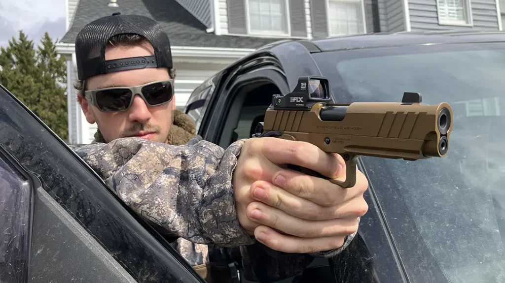 The author’s hands are average size, yet he has no issue working the trigger or other Springfield DS Prodigy Comp controls.