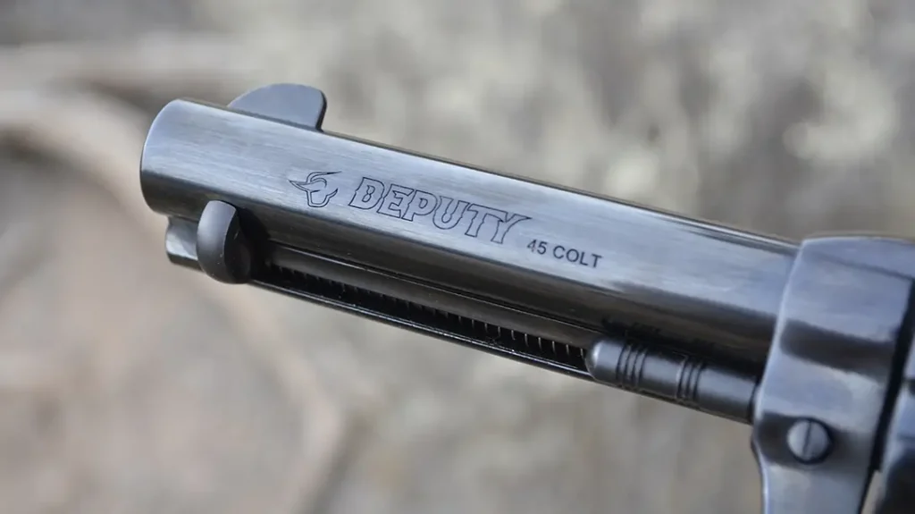 The sights on the revolver are fixed, just like the original Colts.