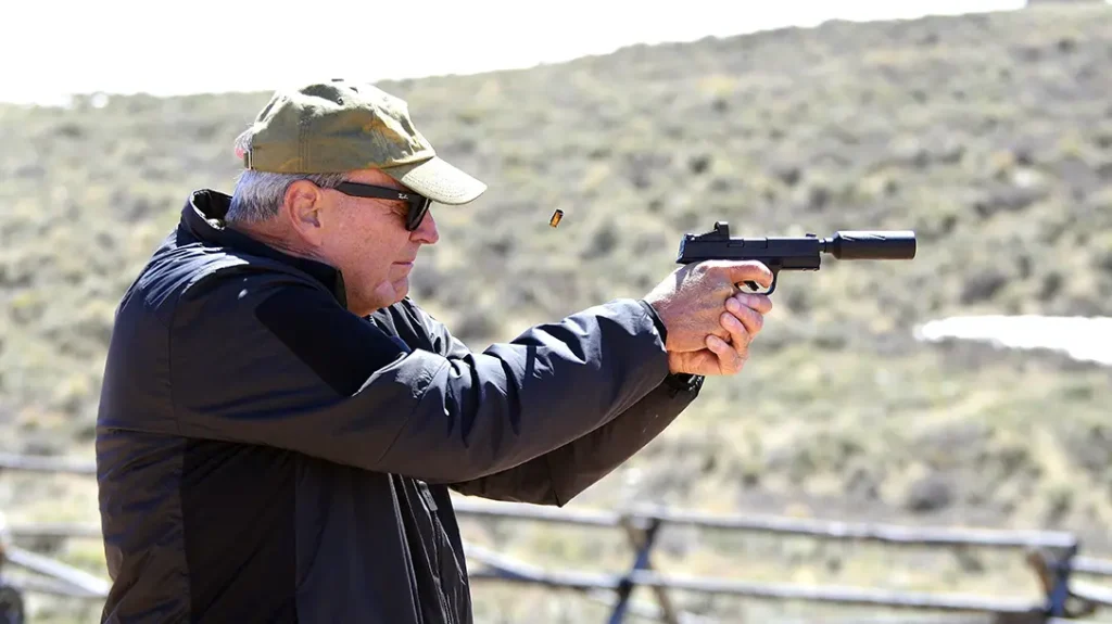 Sending rounds downrange in 9mm with the Silencer Central Banish 9K suppressor.