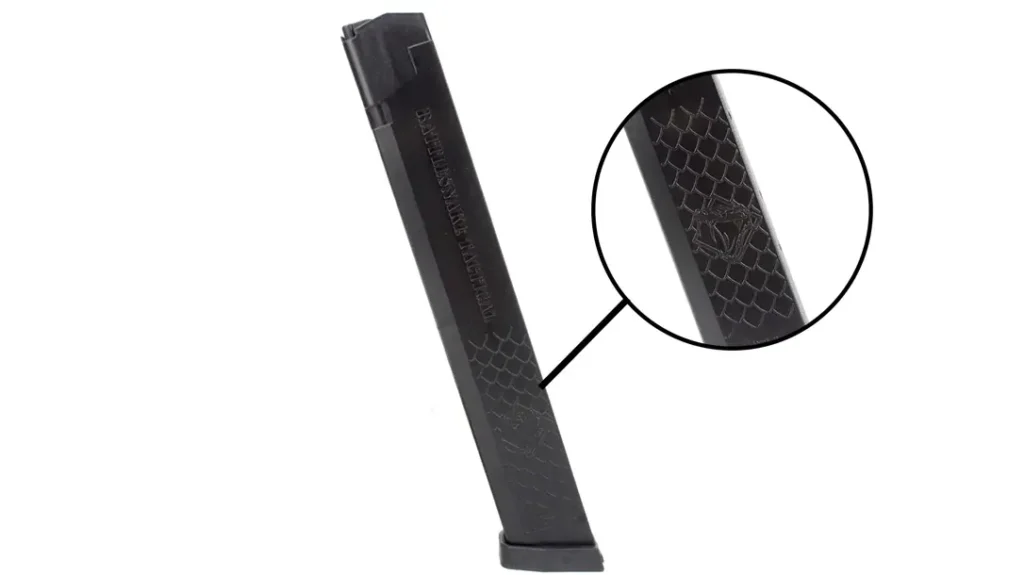 The new Rattlesnake Tactical 34-Round 9mm Magazine designed for GLOCK Pattern Double-Stack Firearms.