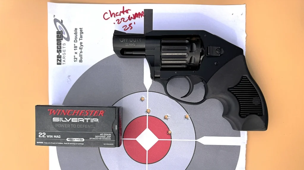 The best 5-shot group measured 2.18 inches using the Winchester Silvertip load.