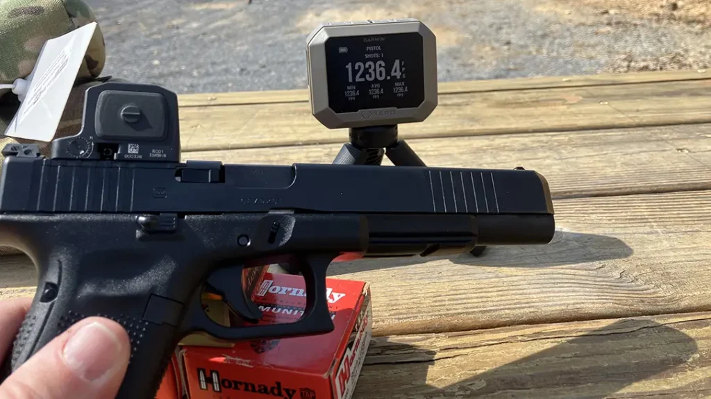 Setting up to chrono 9MM loads with the Garmin Xero C1 Pro.