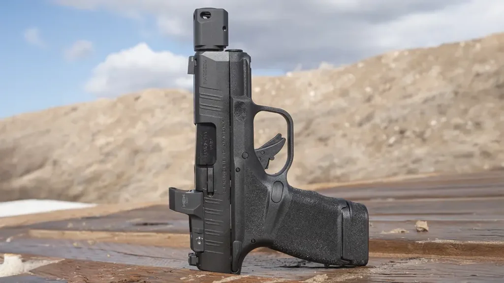 Even smaller pistols like the Springfield Armory Hellcat and SIG Sauer P365 had comparatively lower recoil and noticeably less muzzle rise with a muzzle brake.