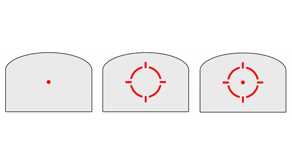 The new Riton Optics red dots feature three different reticles.