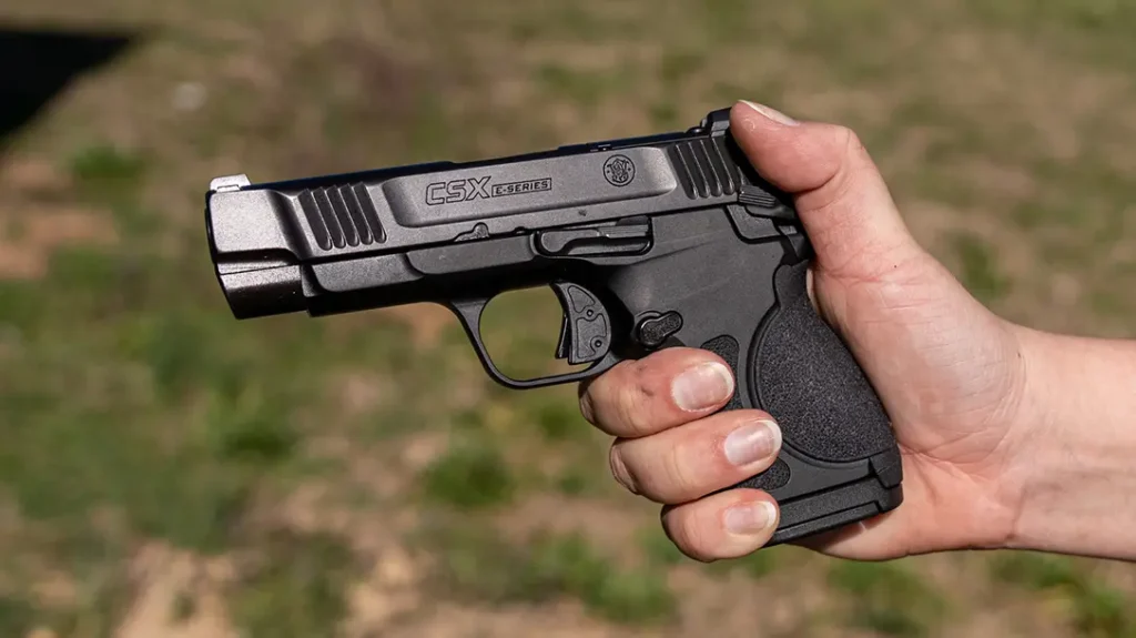 Smith & Wesson upgraded the front strap to have a larger textured area and continued that texture onto the sides of the grip, about halfway around.