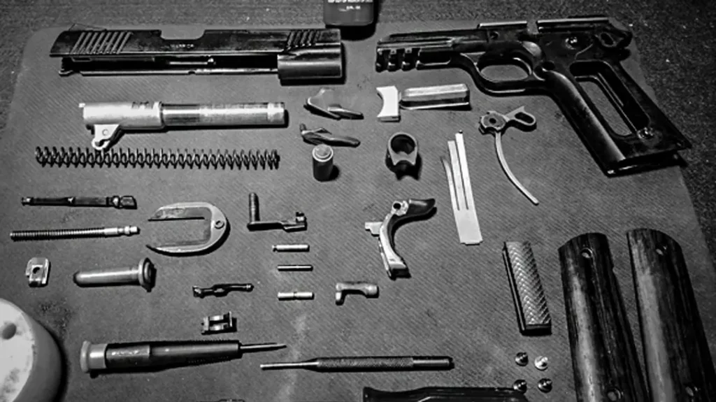 The 1911 is easy to take down.