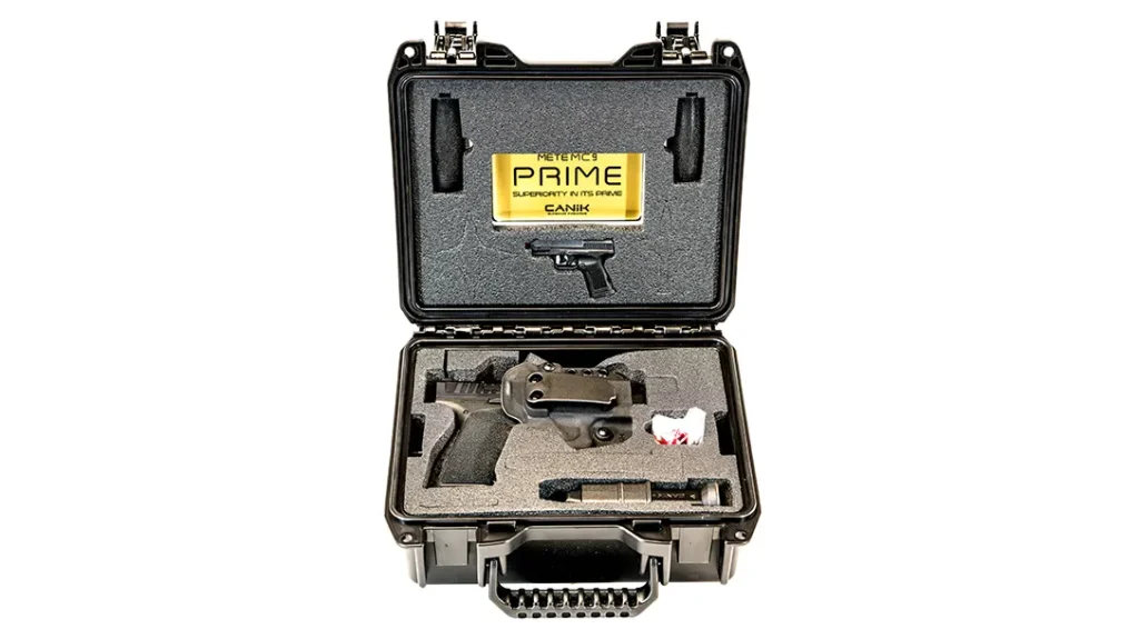 Inside the lockable hard case (TSA-approved) that protects the Canik METE MC9 PRIME are some goodies.