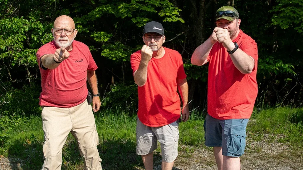 L to R: Good guys Richard Harrell, Gary McKay, and Jeff Beck show what hostile multiple assailants might look like.