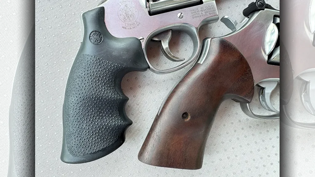 Comparison of old and new Model 686 Plus Mountain Gun grips.