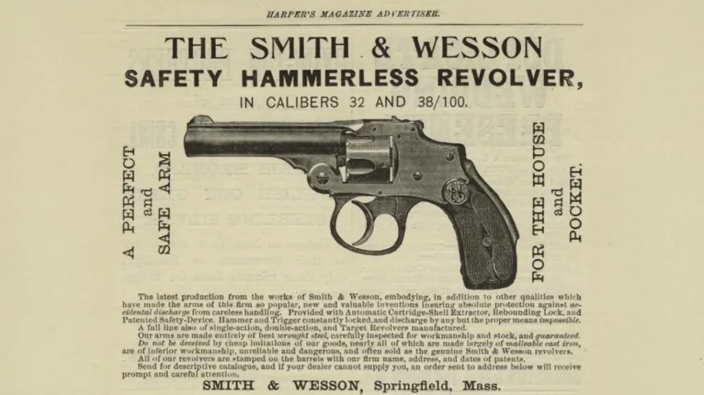 Perhaps the most iconic handgun of the type was the Smith & Wesson New Departure.