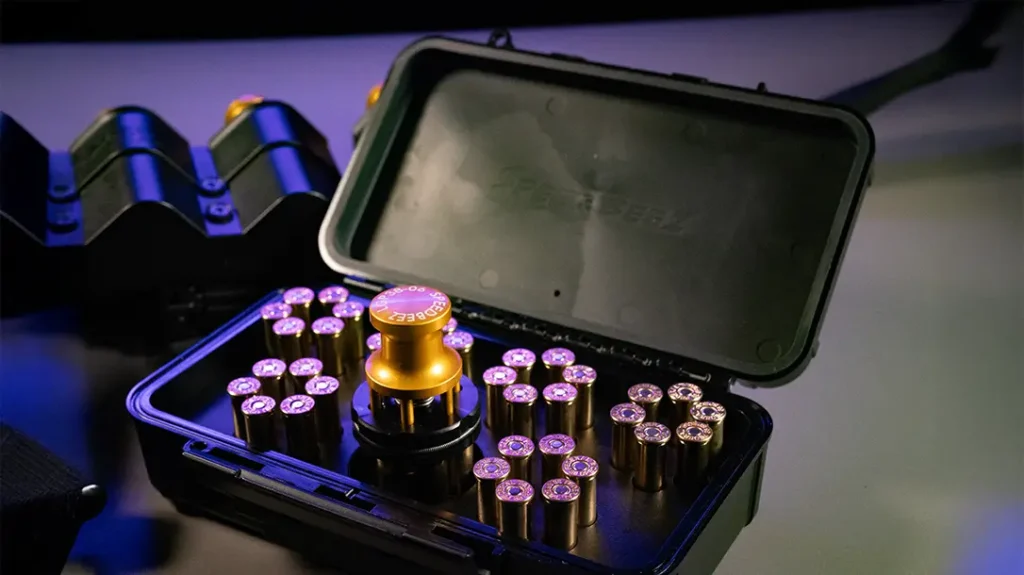 The Speed Beez reloading trays are TSA-friendly and lockable, which is huge if you fly with gear.