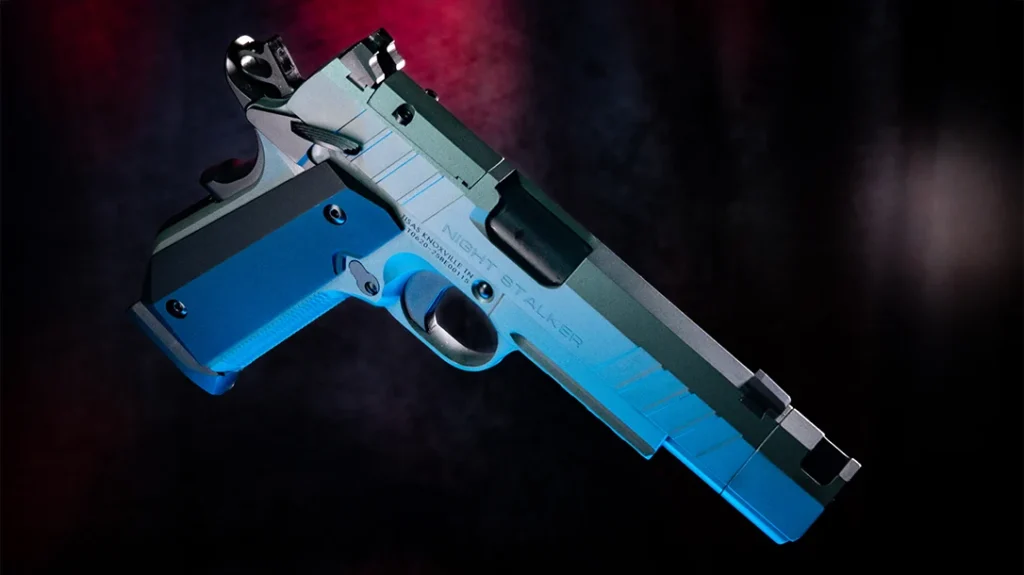 The slide features tri-top cuts that remove weight and give it a sharp, angular presence.