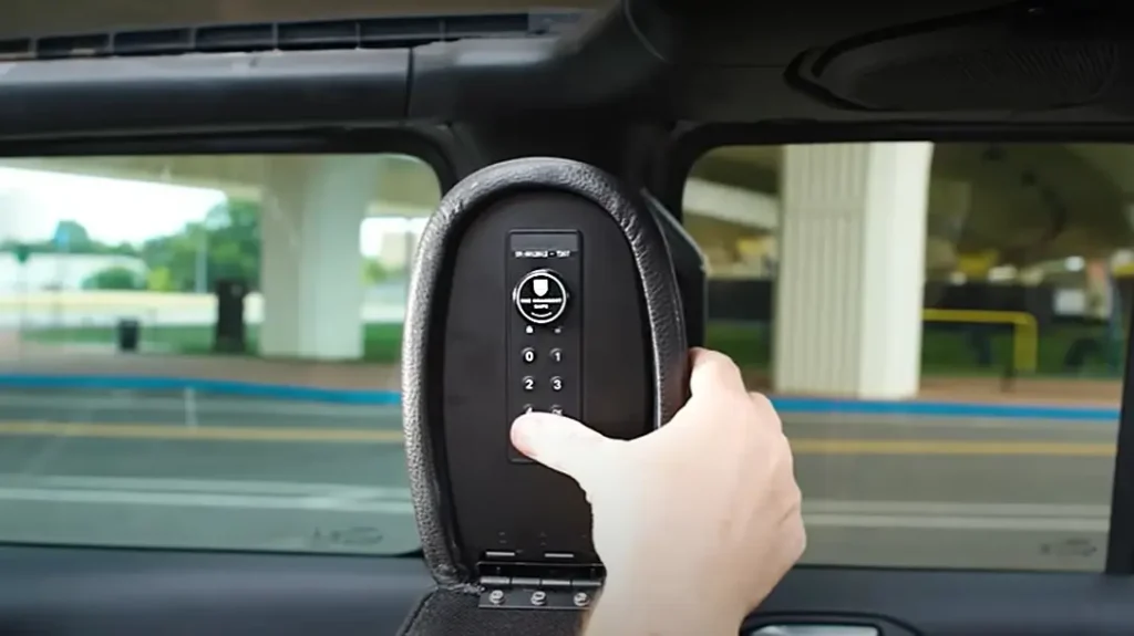 The Headrest Safe holds a full size gun.