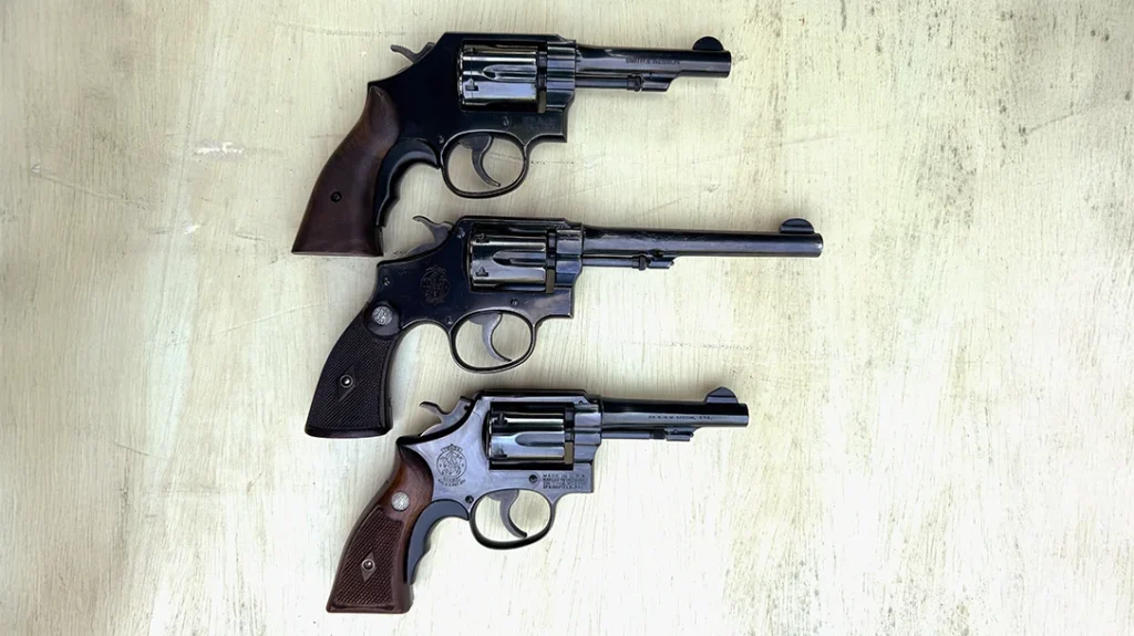 M&P comparison (top to bottom) Model 10-15 Classic, Model 1905 3rd Change (1915), Model 10-5 (1962).