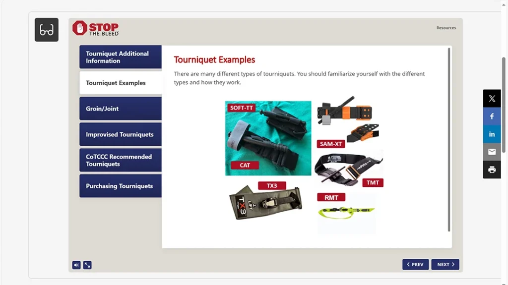 Stop the Bleed: Apply a tourniquet screenshot.